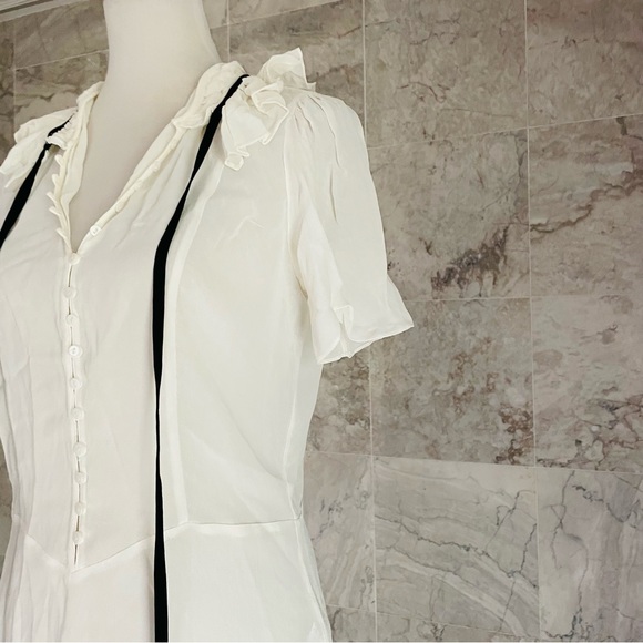 ZARA High Neck Tie Accent Sheer Button Up Shirt - Picture 6 of 8